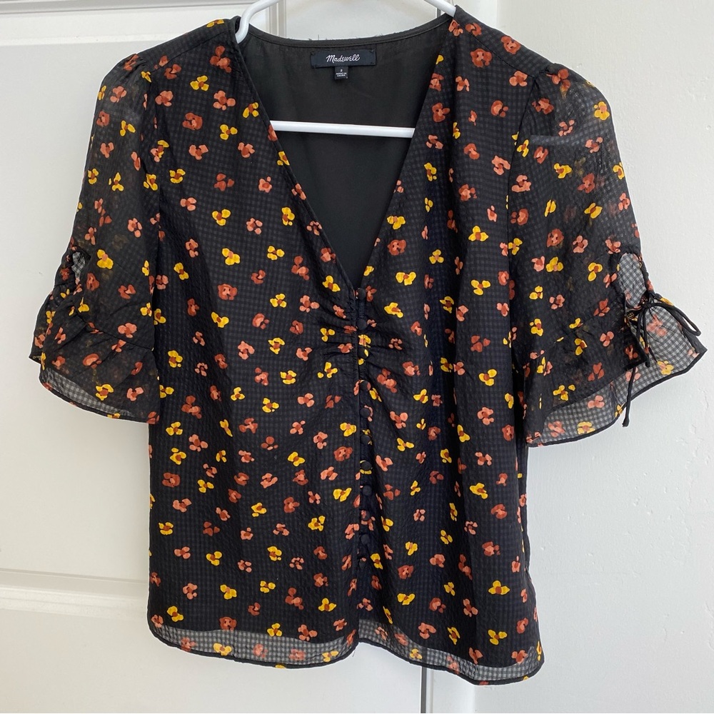 Madewell silk fall animal print top